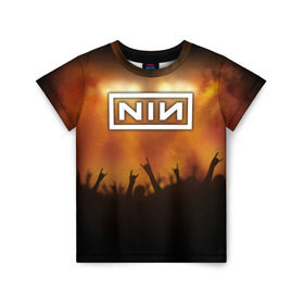 Детская футболка 3D с принтом Nine Inch Nails , 100% гипоаллергенный полиэфир | прямой крой, круглый вырез горловины, длина до линии бедер, чуть спущенное плечо, ткань немного тянется | 