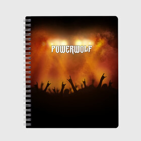 Тетрадь с принтом Powerwolf , 100% бумага | 48 листов, плотность листов — 60 г/м2, плотность картонной обложки — 250 г/м2. Листы скреплены сбоку удобной пружинной спиралью. Уголки страниц и обложки скругленные. Цвет линий — светло-серый
 | band | metal | music | powerwolf | rock | атрибутика | метал | музыка | рок