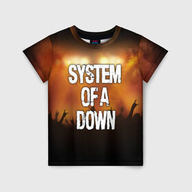 Детская футболка 3D с принтом System of a Down , 100% гипоаллергенный полиэфир | прямой крой, круглый вырез горловины, длина до линии бедер, чуть спущенное плечо, ткань немного тянется | 
