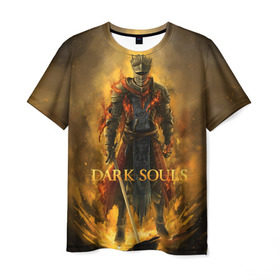 Мужская футболка 3D с принтом Dark Souls , 100% полиэфир | прямой крой, круглый вырез горловины, длина до линии бедер | dark souls | praise the sun | you died | дарк соулс