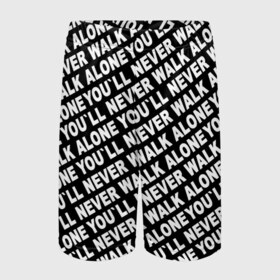 Детские спортивные шорты 3D с принтом YNWA ЧБ ,  100% полиэстер
 | пояс оформлен широкой мягкой резинкой, ткань тянется
 | Тематика изображения на принте: liverpool | you ll never walk alone | апл | ливерпуль | футбол