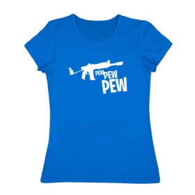Женская футболка хлопок с принтом Pew , 100% хлопок | прямой крой, круглый вырез горловины, длина до линии бедер, слегка спущенное плечо | 