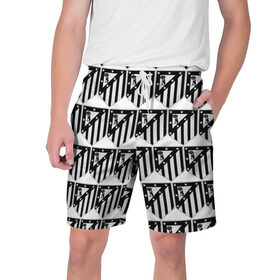 Мужские шорты 3D с принтом Atletico Madrid Black&White ,  полиэстер 100% | прямой крой, два кармана без застежек по бокам. Мягкая трикотажная резинка на поясе, внутри которой широкие завязки. Длина чуть выше колен | атлетико мадрид | эмблема
