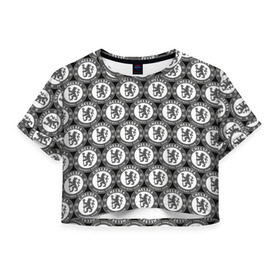 Женская футболка 3D укороченная с принтом Chelsea Black&White , 100% полиэстер | круглая горловина, длина футболки до линии талии, рукава с отворотами | chelsea | england | football | logo | london | sport | англия | арт | лига | лого | спорт | текстура | фк | футбол | футбольный клуб | челси | эмблема