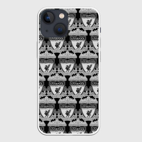 Чехол для iPhone 13 mini с принтом Liverpool BlackWhite ,  |  | england | football | liverpool fc | logo | sport | англия | арт | ливерпуль | лига | лого | спорт | текстура | фк | футбол | футбольный клуб | эмблема