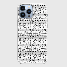Чехол для iPhone 13 Pro Max с принтом Нотный стан ,  |  | Тематика изображения на принте: бемоль | диез | до | ля | ми | ноты | октава | паттерн | ре | си | скрипичный ключ | соль | фа