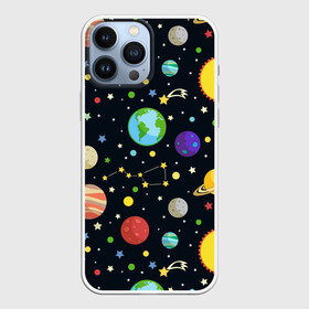 Чехол для iPhone 13 Pro Max с принтом Солнечная система ,  |  | большая медведица | венера | звезда | звезды | земля | космос | марс | меркурий | паттерн | сатурн | созвездия | солнце | уран | юпитер