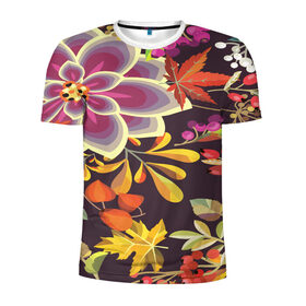Мужская футболка 3D спортивная с принтом Осенние мотивы , 100% полиэстер с улучшенными характеристиками | приталенный силуэт, круглая горловина, широкие плечи, сужается к линии бедра | Тематика изображения на принте: fashion | flower | акварельные цветы | краски | осень | природа | рисованные цветы | розы | цветы