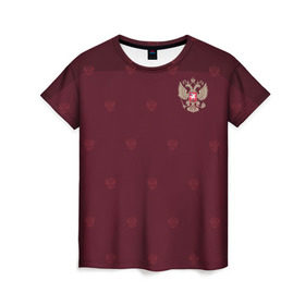 Женская футболка 3D с принтом Россия, форма , 100% полиэфир ( синтетическое хлопкоподобное полотно) | прямой крой, круглый вырез горловины, длина до линии бедер | russia | uniform | россия | форма