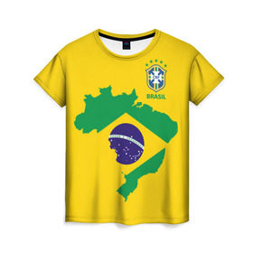 Женская футболка 3D с принтом Бразилия, форма , 100% полиэфир ( синтетическое хлопкоподобное полотно) | прямой крой, круглый вырез горловины, длина до линии бедер | brazil | uniform