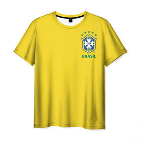 Мужская футболка 3D с принтом Бразилия, форма , 100% полиэфир | прямой крой, круглый вырез горловины, длина до линии бедер | Тематика изображения на принте: brazil | uniform | бразильская | конфедерация
