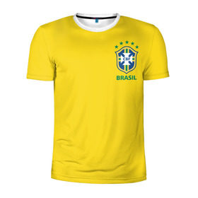 Мужская футболка 3D спортивная с принтом Бразилия, форма , 100% полиэстер с улучшенными характеристиками | приталенный силуэт, круглая горловина, широкие плечи, сужается к линии бедра | brazil | uniform | бразильская | конфедерация