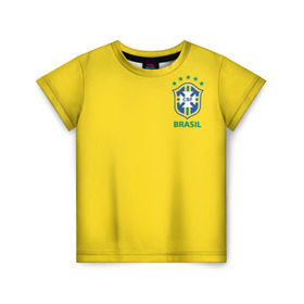 Детская футболка 3D с принтом Бразилия, форма , 100% гипоаллергенный полиэфир | прямой крой, круглый вырез горловины, длина до линии бедер, чуть спущенное плечо, ткань немного тянется | brazil | uniform | бразильская | конфедерация