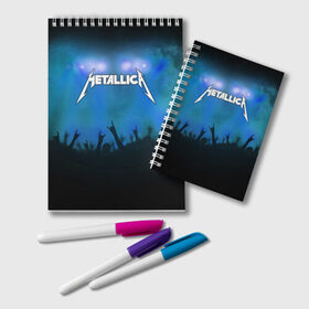 Блокнот с принтом Metallica , 100% бумага | 48 листов, плотность листов — 60 г/м2, плотность картонной обложки — 250 г/м2. Листы скреплены удобной пружинной спиралью. Цвет линий — светло-серый
 | band | metal | metallica | music | rock | атрибутика | группа | метал | музыка | рок