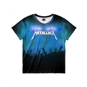 Детская футболка 3D с принтом Metallica , 100% гипоаллергенный полиэфир | прямой крой, круглый вырез горловины, длина до линии бедер, чуть спущенное плечо, ткань немного тянется | band | metal | metallica | music | rock | атрибутика | группа | метал | музыка | рок