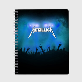 Тетрадь с принтом Metallica , 100% бумага | 48 листов, плотность листов — 60 г/м2, плотность картонной обложки — 250 г/м2. Листы скреплены сбоку удобной пружинной спиралью. Уголки страниц и обложки скругленные. Цвет линий — светло-серый
 | band | metal | metallica | music | rock | атрибутика | группа | метал | музыка | рок