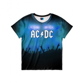 Детская футболка 3D с принтом AC/DC , 100% гипоаллергенный полиэфир | прямой крой, круглый вырез горловины, длина до линии бедер, чуть спущенное плечо, ткань немного тянется | ac dc | band | metal | music | rock | атрибутика | группа | метал | музыка | рок