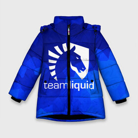 Зимняя куртка для девочек 3D с принтом Team Liquid , ткань верха — 100% полиэстер; подклад — 100% полиэстер, утеплитель — 100% полиэстер. | длина ниже бедра, удлиненная спинка, воротник стойка и отстегивающийся капюшон. Есть боковые карманы с листочкой на кнопках, утяжки по низу изделия и внутренний карман на молнии. 

Предусмотрены светоотражающий принт на спинке, радужный светоотражающий элемент на пуллере молнии и на резинке для утяжки. | awp | counter strike | cs go | cybersport | game | skin | team liquid | авп | игры | киберспорт | скин