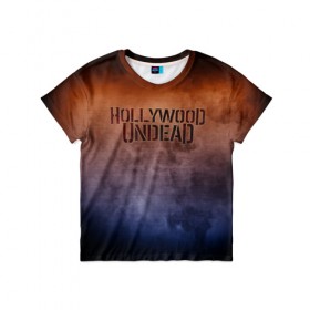 Детская футболка 3D с принтом Hollywood Undead , 100% гипоаллергенный полиэфир | прямой крой, круглый вырез горловины, длина до линии бедер, чуть спущенное плечо, ткань немного тянется | band | hollywood undead | metal | music | rock | атрибутика | группа | метал | музыка | рок