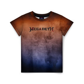 Детская футболка 3D с принтом Megadeth , 100% гипоаллергенный полиэфир | прямой крой, круглый вырез горловины, длина до линии бедер, чуть спущенное плечо, ткань немного тянется | Тематика изображения на принте: band | megadeth | metal | music | rock | атрибутика | группа | метал | музыка | рок