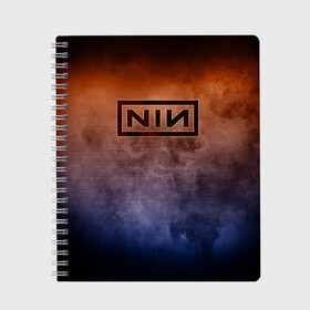 Тетрадь с принтом Nine Inch Nails , 100% бумага | 48 листов, плотность листов — 60 г/м2, плотность картонной обложки — 250 г/м2. Листы скреплены сбоку удобной пружинной спиралью. Уголки страниц и обложки скругленные. Цвет линий — светло-серый
 | band | metal | music | nine inch nails | rock | атрибутика | группа | метал | музыка | рок
