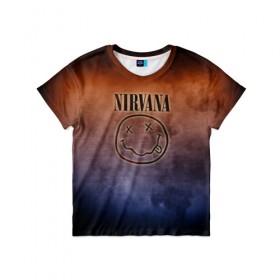 Детская футболка 3D с принтом Nirvana , 100% гипоаллергенный полиэфир | прямой крой, круглый вырез горловины, длина до линии бедер, чуть спущенное плечо, ткань немного тянется | band | metal | music | nirvana | rock | атрибутика | группа | метал | музыка | рок