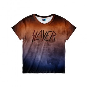 Детская футболка 3D с принтом Slayer , 100% гипоаллергенный полиэфир | прямой крой, круглый вырез горловины, длина до линии бедер, чуть спущенное плечо, ткань немного тянется | band | metal | music | rock | slayer | атрибутика | группа | метал | музыка | рок