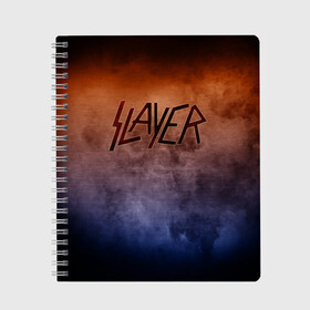 Тетрадь с принтом Slayer , 100% бумага | 48 листов, плотность листов — 60 г/м2, плотность картонной обложки — 250 г/м2. Листы скреплены сбоку удобной пружинной спиралью. Уголки страниц и обложки скругленные. Цвет линий — светло-серый
 | band | metal | music | rock | slayer | атрибутика | группа | метал | музыка | рок