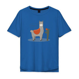 Мужская футболка хлопок Oversize с принтом alpaca-llama , 100% хлопок | свободный крой, круглый ворот, “спинка” длиннее передней части | Тематика изображения на принте: alpaca | llama | альпака | кактус | лама