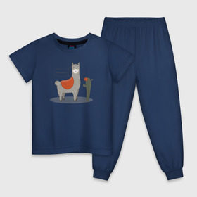 Детская пижама хлопок с принтом alpaca-llama , 100% хлопок |  брюки и футболка прямого кроя, без карманов, на брюках мягкая резинка на поясе и по низу штанин
 | Тематика изображения на принте: alpaca | llama | альпака | кактус | лама