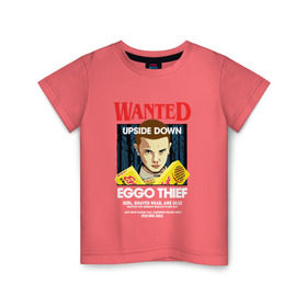 Детская футболка хлопок с принтом Wanted: Eggo Thief / 11 , 100% хлопок | круглый вырез горловины, полуприлегающий силуэт, длина до линии бедер | 11 | netflix | stranger | things | бобби | браун | милли | нетфликс | одиннадцать