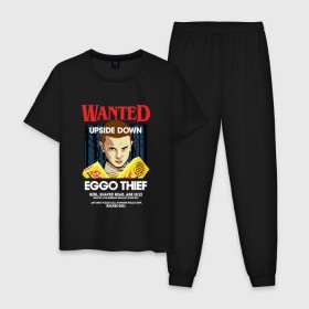 Мужская пижама хлопок с принтом Wanted: Eggo Thief / 11 , 100% хлопок | брюки и футболка прямого кроя, без карманов, на брюках мягкая резинка на поясе и по низу штанин
 | 11 | netflix | stranger | things | бобби | браун | милли | нетфликс | одиннадцать