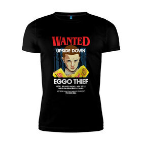 Мужская футболка премиум с принтом Wanted: Eggo Thief / 11 , 92% хлопок, 8% лайкра | приталенный силуэт, круглый вырез ворота, длина до линии бедра, короткий рукав | 11 | netflix | stranger | things | бобби | браун | милли | нетфликс | одиннадцать