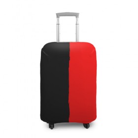Чехол для чемодана 3D с принтом Red & Black , 86% полиэфир, 14% спандекс | двустороннее нанесение принта, прорези для ручек и колес | black | duotone | phrases | red | text | двухцветный | красный | мат | надписи | половины | полоса | текст | фразы | черный
