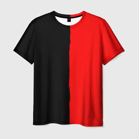 Мужская футболка 3D с принтом Red & Black , 100% полиэфир | прямой крой, круглый вырез горловины, длина до линии бедер | black | duotone | phrases | red | text | двухцветный | красный | мат | надписи | половины | полоса | текст | фразы | черный