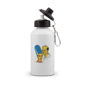 Бутылка спортивная с принтом Симпсоны , металл | емкость — 500 мл, в комплекте две пластиковые крышки и карабин для крепления | 