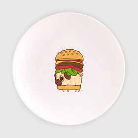 Тарелка с принтом мопс-бургер , фарфор | диаметр - 210 мм
диаметр для нанесения принта - 120 мм | Тематика изображения на принте: pug | мопс