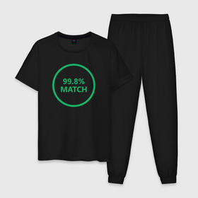 Мужская пижама хлопок с принтом Match , 100% хлопок | брюки и футболка прямого кроя, без карманов, на брюках мягкая резинка на поясе и по низу штанин
 | black mirror | черное зеркало