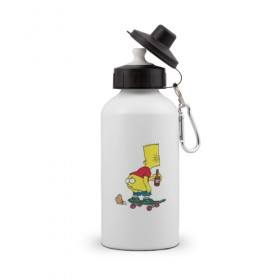 Бутылка спортивная с принтом Bart Simpson , металл | емкость — 500 мл, в комплекте две пластиковые крышки и карабин для крепления | skate | барт | борд | скейт