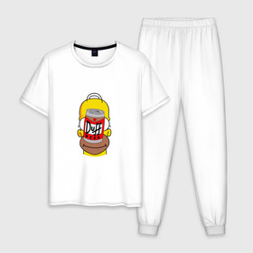Мужская пижама хлопок с принтом Homer , 100% хлопок | брюки и футболка прямого кроя, без карманов, на брюках мягкая резинка на поясе и по низу штанин
 | duff beer | simpsons | гомер