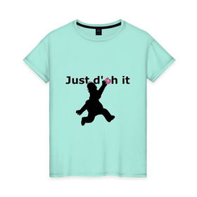 Женская футболка хлопок с принтом Just Doh It , 100% хлопок | прямой крой, круглый вырез горловины, длина до линии бедер, слегка спущенное плечо | doh | donut | homer | simpsons | гомер | пончик