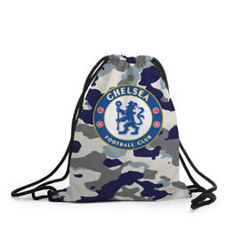 Рюкзак-мешок 3D с принтом FC Chelsea Camouflage , 100% полиэстер | плотность ткани — 200 г/м2, размер — 35 х 45 см; лямки — толстые шнурки, застежка на шнуровке, без карманов и подкладки | 