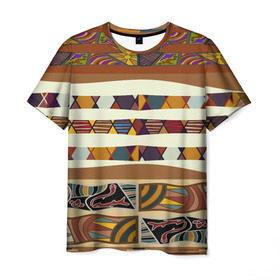 Мужская футболка 3D с принтом Африканская мозаика , 100% полиэфир | прямой крой, круглый вырез горловины, длина до линии бедер | afrika | pattern | африка | африканские мотивы | африканские узоры | солнце | узор | этника | южный континент