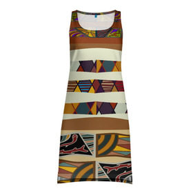 Платье-майка 3D с принтом Африканская мозаика , 100% полиэстер | полуприлегающий силуэт, широкие бретели, круглый вырез горловины, удлиненный подол сзади. | afrika | pattern | африка | африканские мотивы | африканские узоры | солнце | узор | этника | южный континент