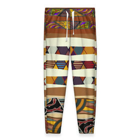 Женские брюки 3D с принтом Африканская мозаика , полиэстер 100% | прямой крой, два кармана без застежек по бокам, с мягкой трикотажной резинкой на поясе и по низу штанин. В поясе для дополнительного комфорта — широкие завязки | afrika | pattern | африка | африканские мотивы | африканские узоры | солнце | узор | этника | южный континент