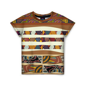 Детская футболка 3D с принтом Африканская мозаика , 100% гипоаллергенный полиэфир | прямой крой, круглый вырез горловины, длина до линии бедер, чуть спущенное плечо, ткань немного тянется | afrika | pattern | африка | африканские мотивы | африканские узоры | солнце | узор | этника | южный континент