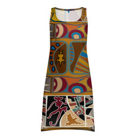 Платье-майка 3D с принтом Africa Style , 100% полиэстер | полуприлегающий силуэт, широкие бретели, круглый вырез горловины, удлиненный подол сзади. | afrika | pattern | африка | африканские мотивы | африканские узоры | солнце | узор | этника | южный континент