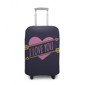 Чехол для чемодана 3D с принтом I Love you , 86% полиэфир, 14% спандекс | двустороннее нанесение принта, прорези для ручек и колес | 