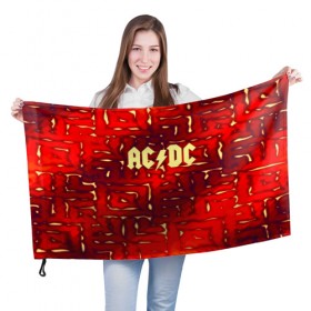 Флаг 3D с принтом AC/DC , 100% полиэстер | плотность ткани — 95 г/м2, размер — 67 х 109 см. Принт наносится с одной стороны | 
