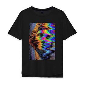 Мужская футболка хлопок Oversize с принтом Pixel art , 100% хлопок | свободный крой, круглый ворот, “спинка” длиннее передней части |  vaporwave | вебпанк | пиксель | скульптура